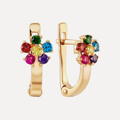 Изображение товара Серьги, красное золото, 585 проба, фианит