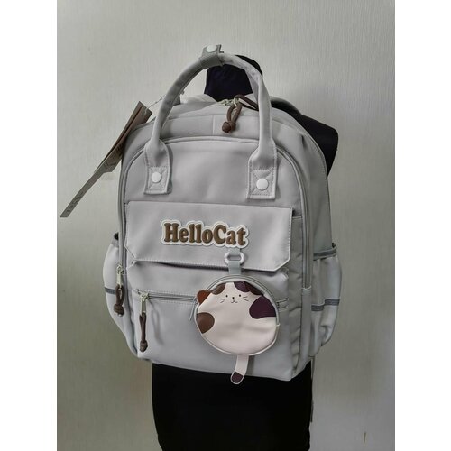 Школьный вместительный рюкзак с сумочкой котом