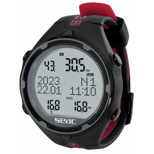 Компьютер для подводной охоты фридайвинга и дайвинга SEAC SUB ACTION HR черныйкрасный 45200₽