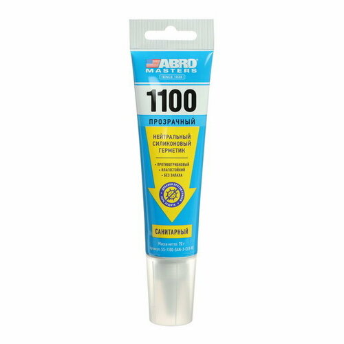 Герметик MASTERS 1100 силиконовый санитарный нейтральный прозрачный 70 г 440₽