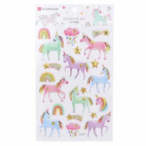 Набор наклеек Kuchenland 25х14 см 21 шт одноразовые ПВХ Единороги Unicorn 249₽