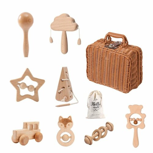 Набор детских игрушек погремушек + чемоданчик для хранения набор игрушек для развития