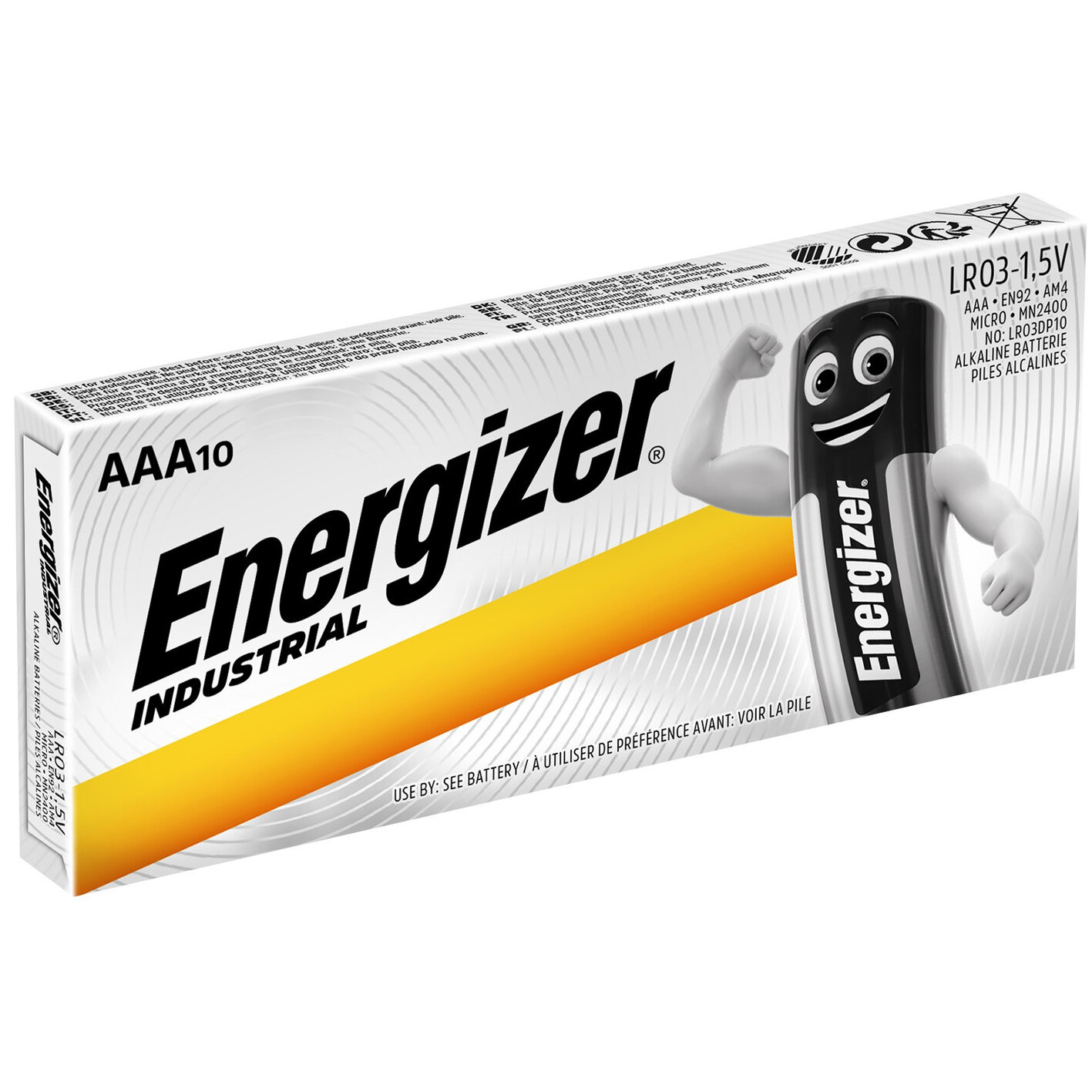 Батарейки Energizer Industrial, щелочные, AAA, LR03, EN91, коробка, 10 штук