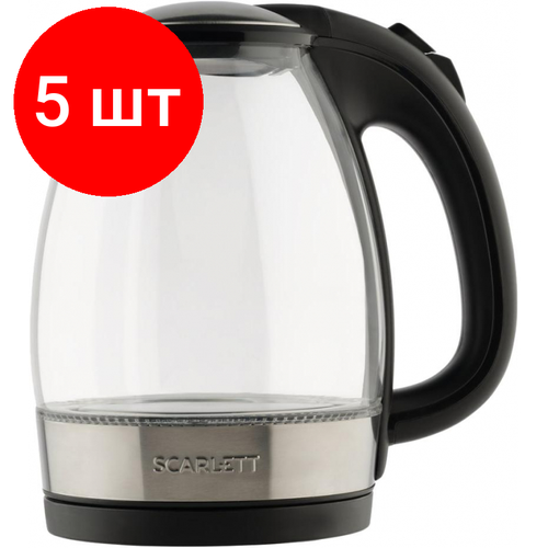 Комплект 5 штук Чайник электрический SCARLETT SC-EK27G91 стекло 2200Вт 17л черный 2044700₽