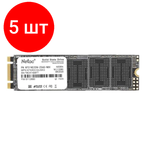 Комплект 5 штук, SSD накопитель Netac N535N M.2 2280 SATA 3D NAND 256GB(NT01N535N-256G-N8X) жесткий диск ssd m 2 512gb netac n535n r540 w490mb s sata 2280 nt01n535n 512g n8x 280 tbw