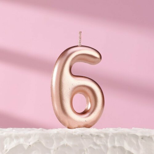 SUI Свеча в торт Европейская цифра 6 6 см розовое золото 269₽