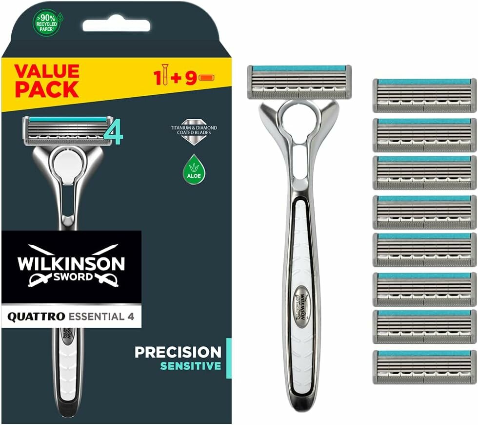 Wilkinson Sword Quattro Titanium PRECISION Бритвенный станок + 9 Кассет