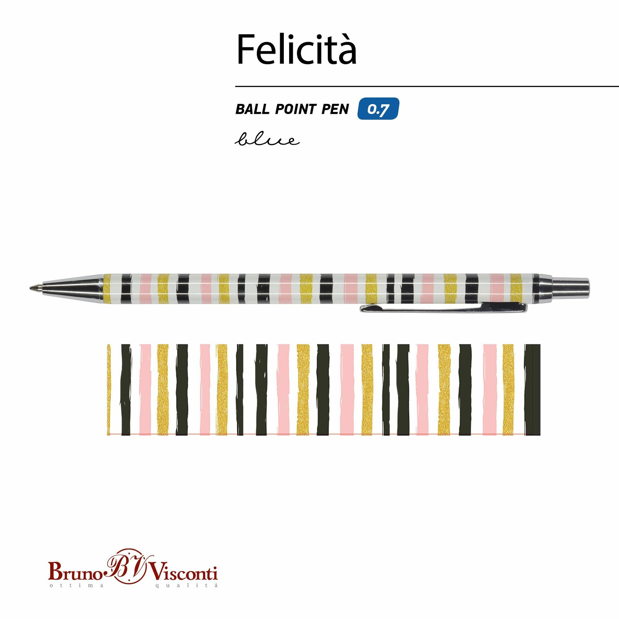 Ручка шариковая автоматическая "Felicita. Полоска" (0,7 мм, синяя) (20-0263/03) Bruno Visconti - фото №17