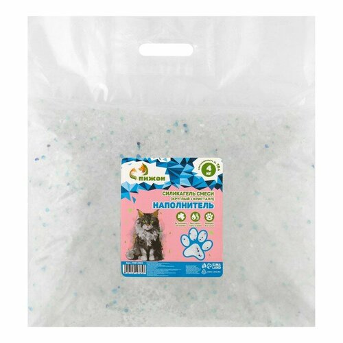 Наполнитель Пижон силикогель круглый кристаллы 4 кг впитываемость до 10 л 1485₽