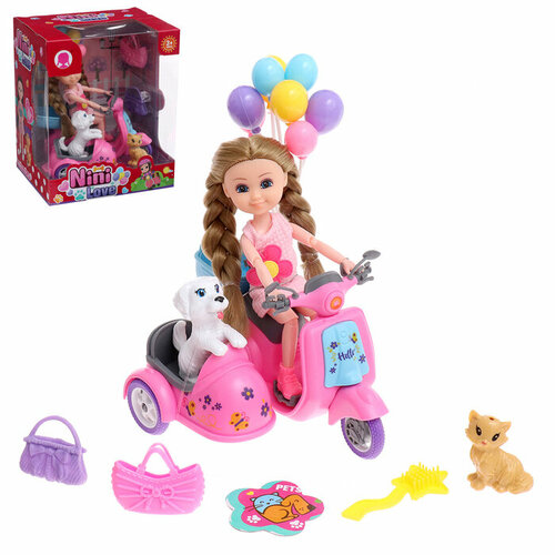 Кукла-малышка «Арина» с мотоциклом и аксессуарами, микс кукла модель арина в платье с аксессуарами микс