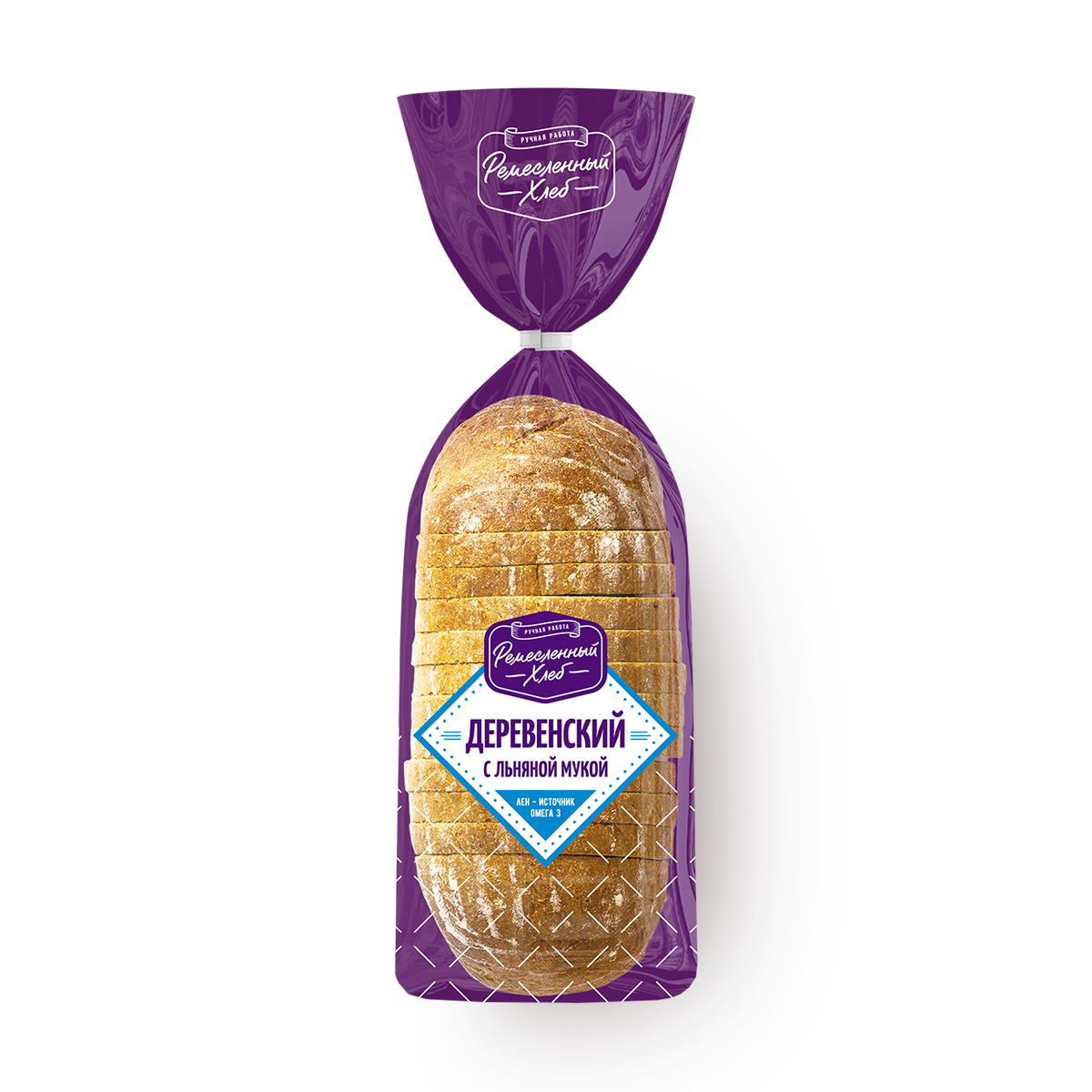 Хлеб Деревенский «Ремесленный хлеб» с льняной мукой в нарезке
