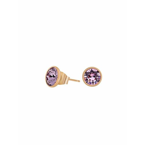 Серьги пусеты Fiore Luna, кристаллы Swarovski, розовый, желтый