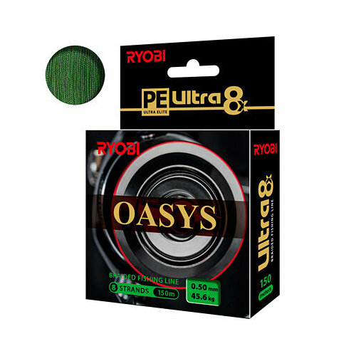 плетеный шнур ryobi oasys dark green 0 25mm 150m Плетеный шнур для рыбалки RYOBI OASYS Dark Green 0,50mm 150m