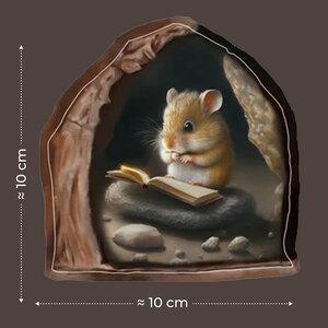 Забавная наклейка для декора интерьера Мышка с книжкой/ Прикольная наклейка на стену / на шкаф / на мебель / на дверь