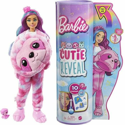 Кукла Barbie Cutie Reveal Милашка-проявляшка Ленивец HJL59