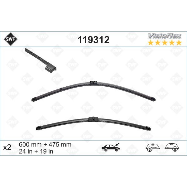 Комплект стеклоочистителей SWF VisioFlex OE 600/475 мм, - фото №15