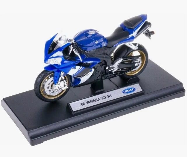 Мотоцикл модель коллекционная WELLY 1:18 YAMAHA YZF-R1 2008, синий