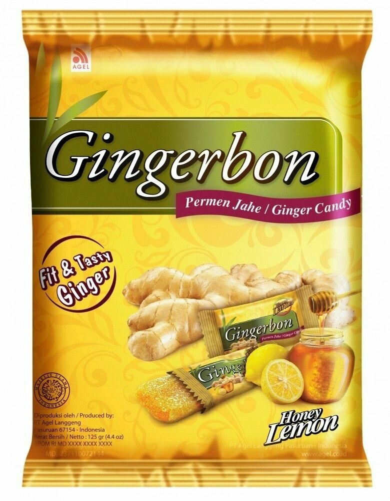 Конфеты имбирные мармеладные со вкусом мёда и лимона Ginger Candy Honey Lemon Gingerbon 125 гр.