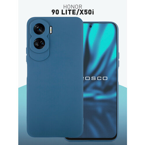 Чехол ROSCO для Honor 90 Lite и Honor X50i (Хонор 90 Лайт, х50 и), силиконовый чехол, тонкий, матовое покрытие, защита модуля камер, синий защитный чехол mypads для смартфона honor x50i honor 90 lite