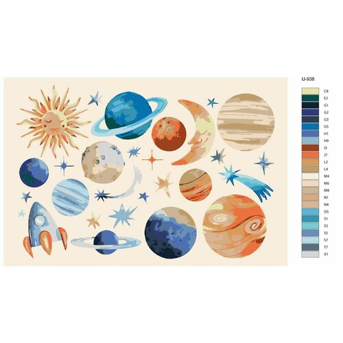 фото Картина по номерам u-938 "солнечная система - космические объекты" 50x70 см brushes-paints