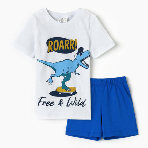 Комплект одежды Noname, размер 128/134, белый, синий комплект для мальчика футболка шорты цвет светло бежевый хаки рост 110см