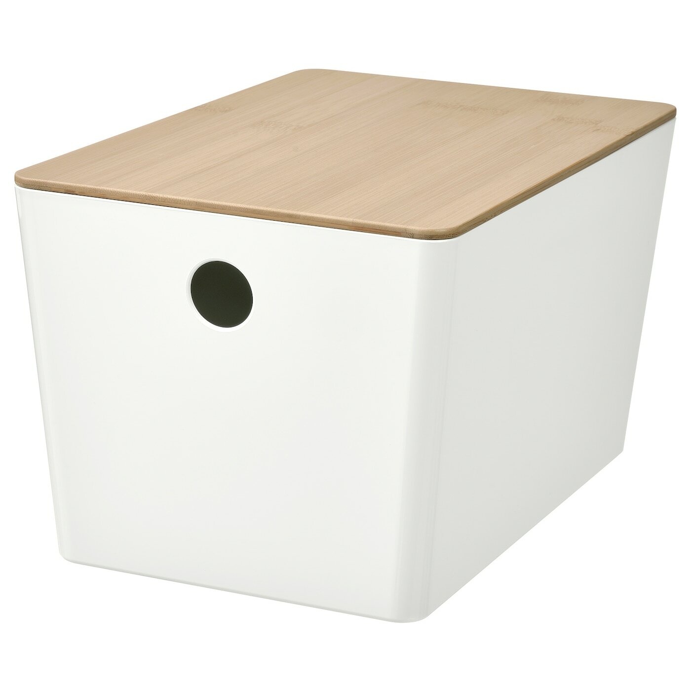 Коробка с крышкой IKEA KUGGIS белая/бамбуковая 18x26x15 см