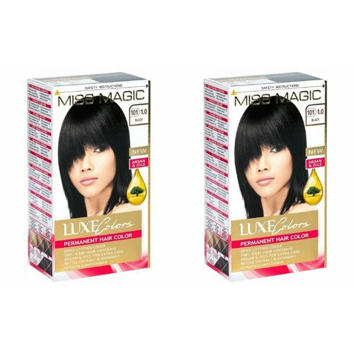 MISS MAGIC Краска для волос Luxe Colors, тон 101/1.0 Черный, 108 мл, 2 штуки/