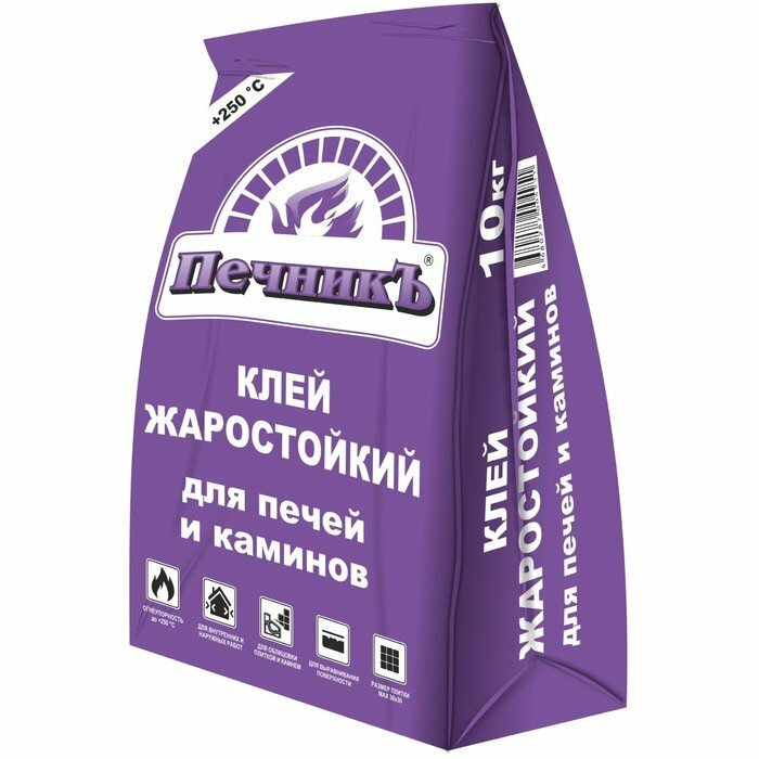 Клей жаростойкий для печей и каминов "Печникъ" 10кг (комплект из 3 шт)