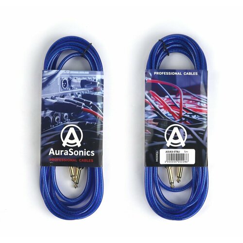 AuraSonics J63J63-5TBU гитарный кабель Jack TS 6.3мм Jack TS 6.3мм 5м, прозрачный синий