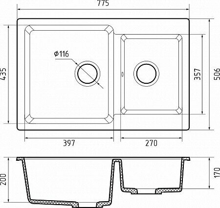 Кухонная мойка GranFest Practic GF-P780K кашемир