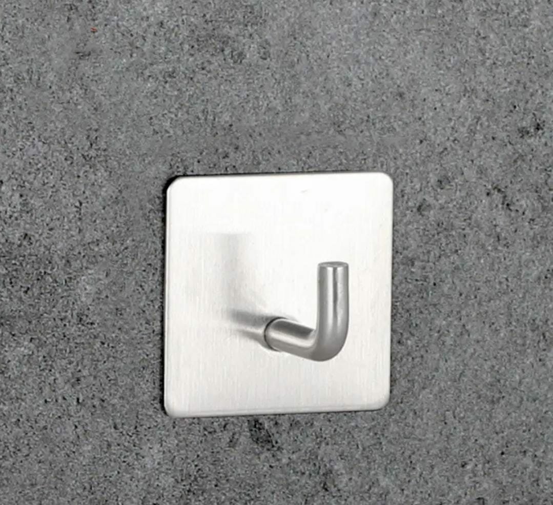Крючок квадратный металлический настенный самоклеющийся, набор 2 шт, цвет серебро