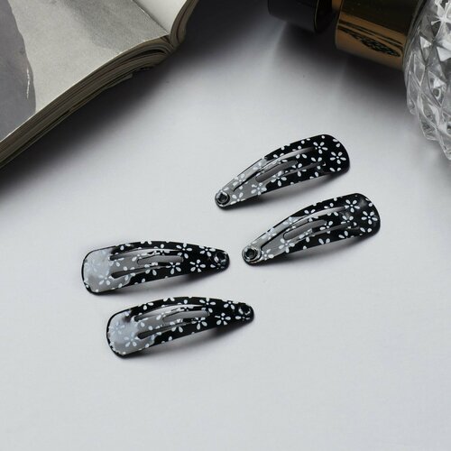 Невидимка для волос Лира набор 10 шт ромашки 3 см чёрно-белый 317₽