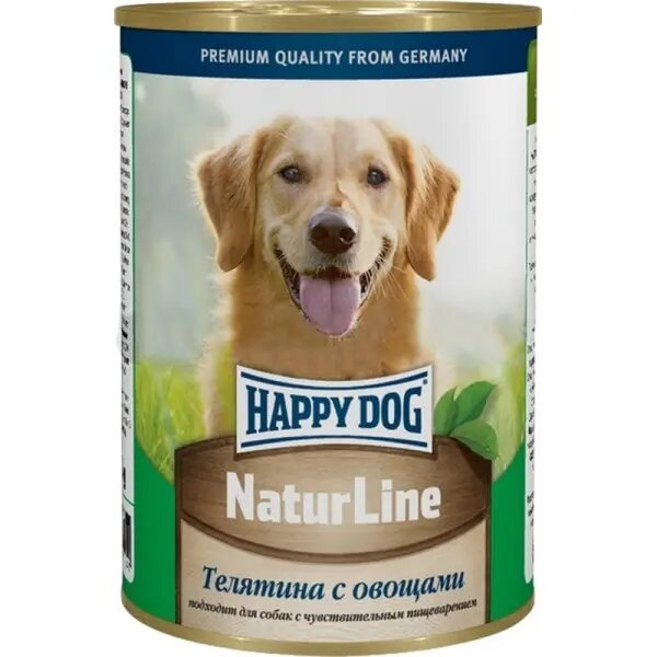 Влажный корм для собак Happy Dog NaturLine, телятина, с овощами 410 г