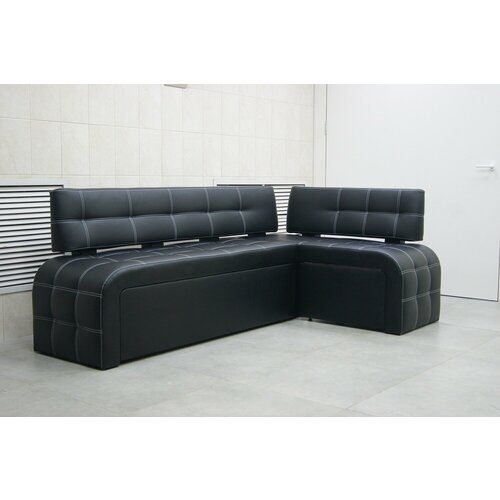 Прага угловой Черный Экокожа, правый