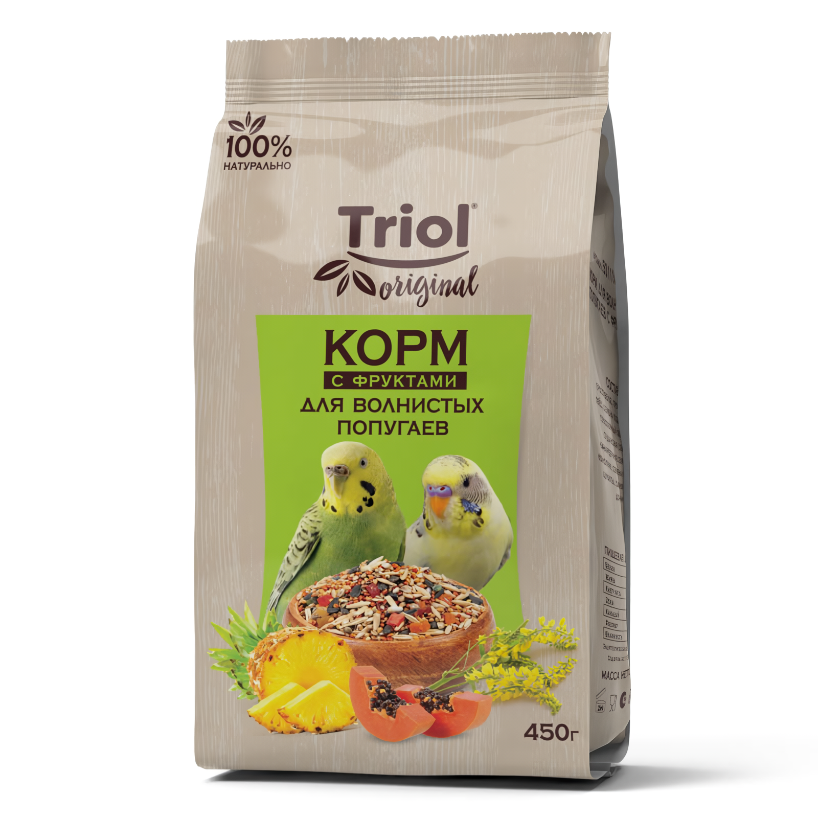 TRIOL™ Корм для волнистых попугаев с фруктами Original, 450г