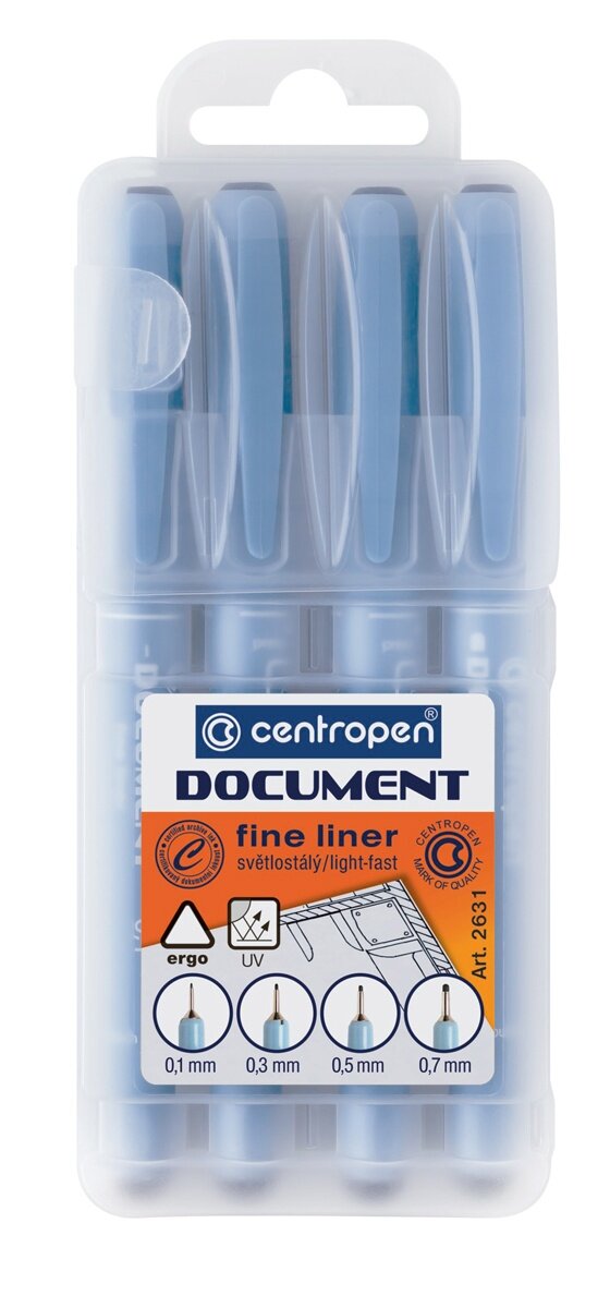 Линеры Document, 4 штуки, черный CENTROPEN - фото №2
