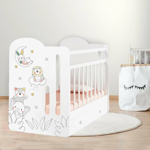 Кровать детская с маятником и ящиком 1200х600 Baby time Крошка Я белый 13986₽