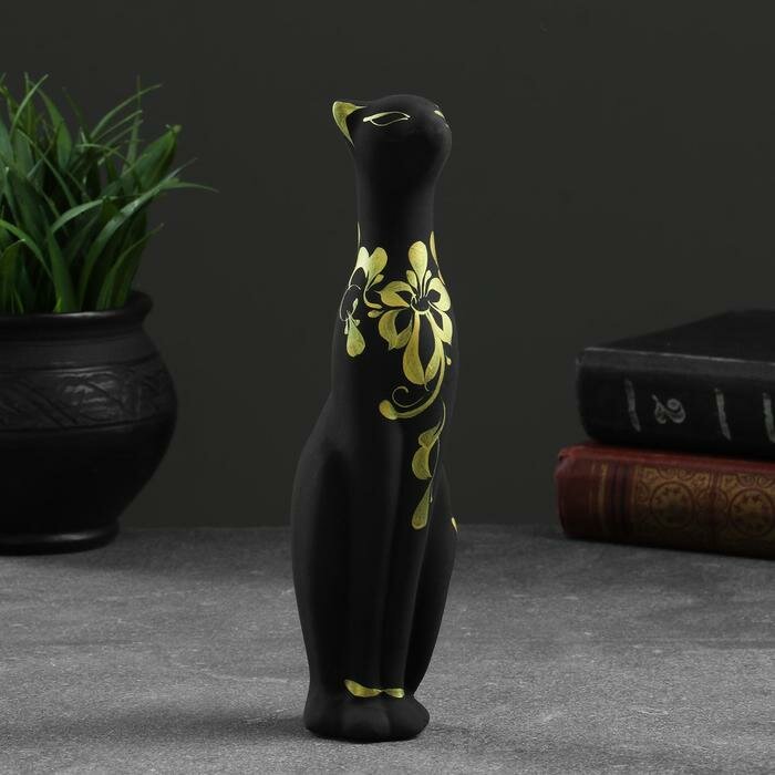 Фигура  Кошка Багира прямая  черный 6х6х21см