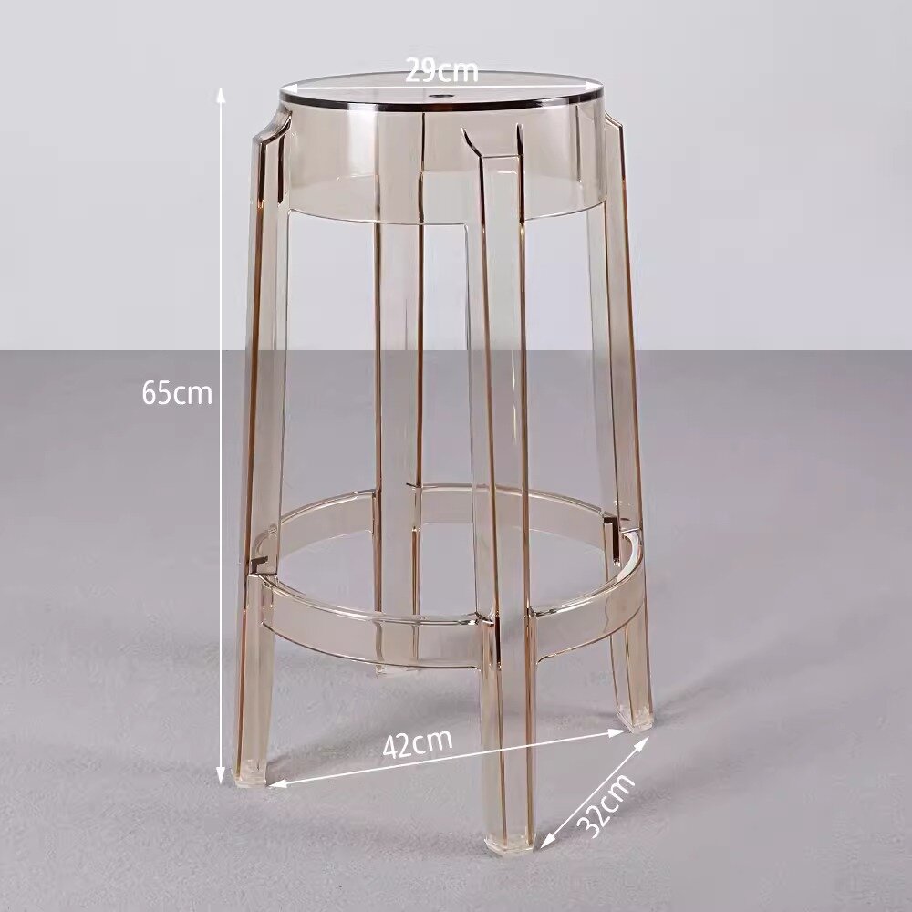 Табурет прозрачный полубарный из поликарбоната Charles Ghost 65 см (янтарный)