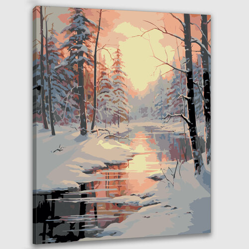Картина по номерам 50х40 Зимний пейзаж картина маслом зимний пейзаж туманов