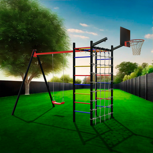 Уличный спортивно-игровой комплекс Sv Sport У3362К (ступени Разноцветные / Подвесы для качелей на подшипниках 1 комп.)