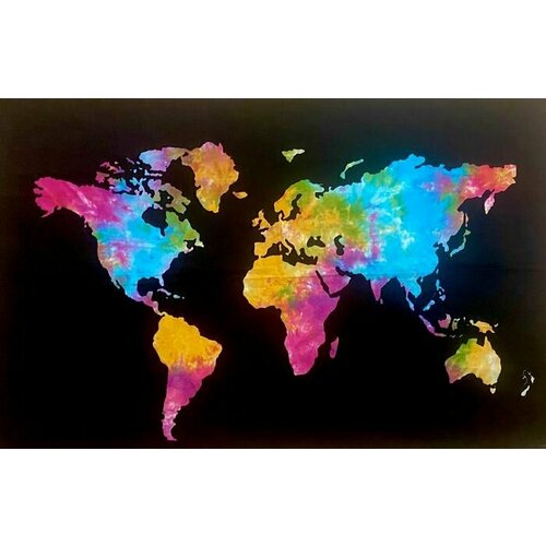 Гобелен хлопковый панно покрывало из Индии разноцветный Карта мира 120см на 80см 5 700₽