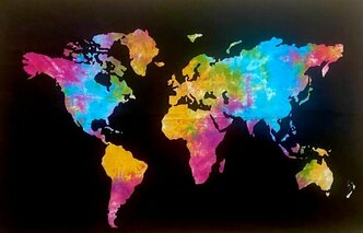 Гобелен хлопковый (панно, покрывало) из Индии разноцветный "Карта мира" 120см на 80см #5