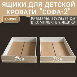 Выкатные ящики для кровати Софа-2, цвет натуральный, 77 см