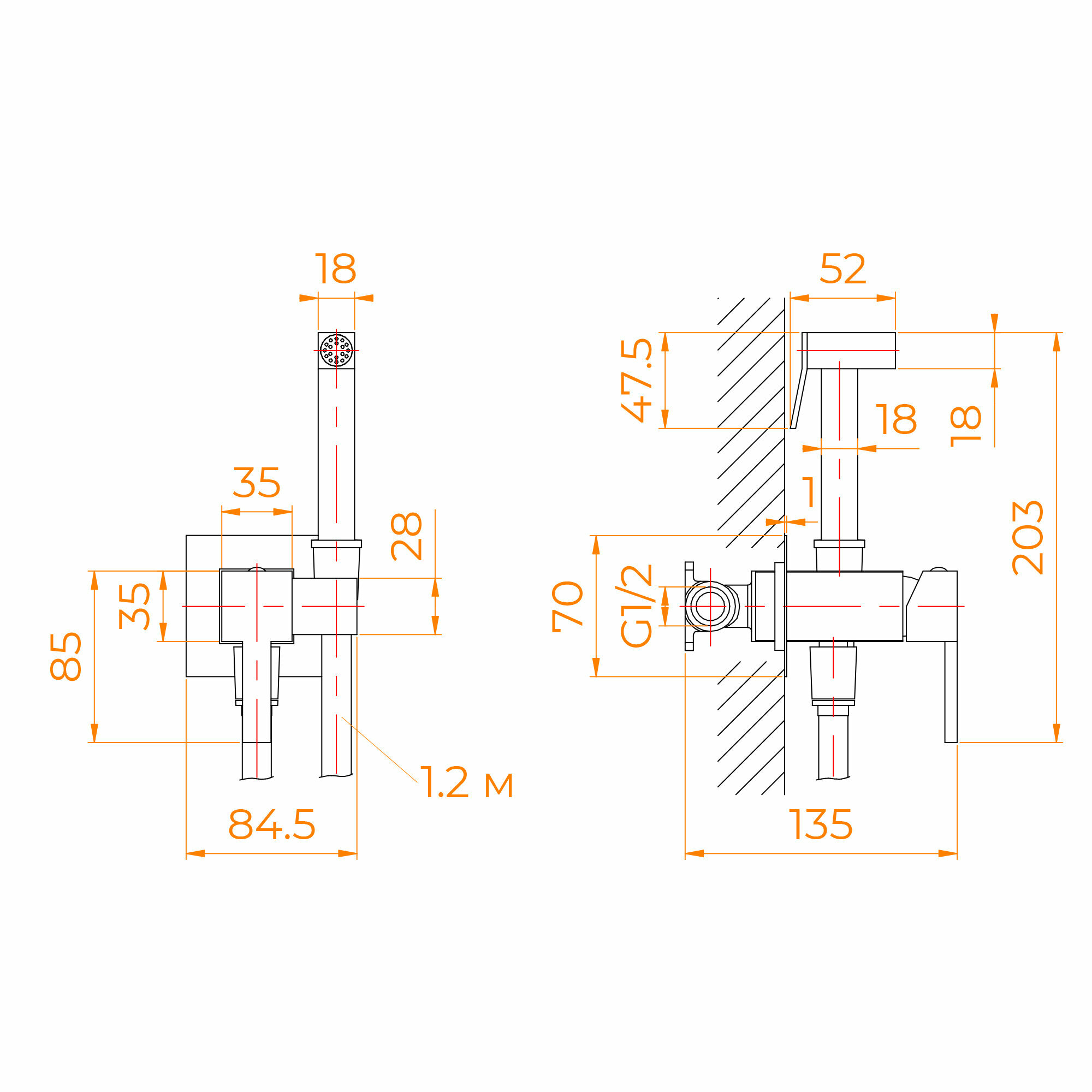 Гигиенический душ со смесителем RGW SP-212B - фото №2
