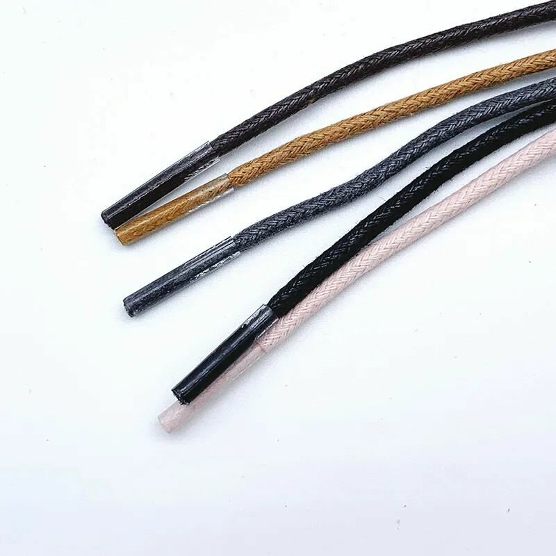 Шнурки для обуви вощеные с пропиткой, круглые, прочные, (черные), 1 пара, 100 см, 3 мм