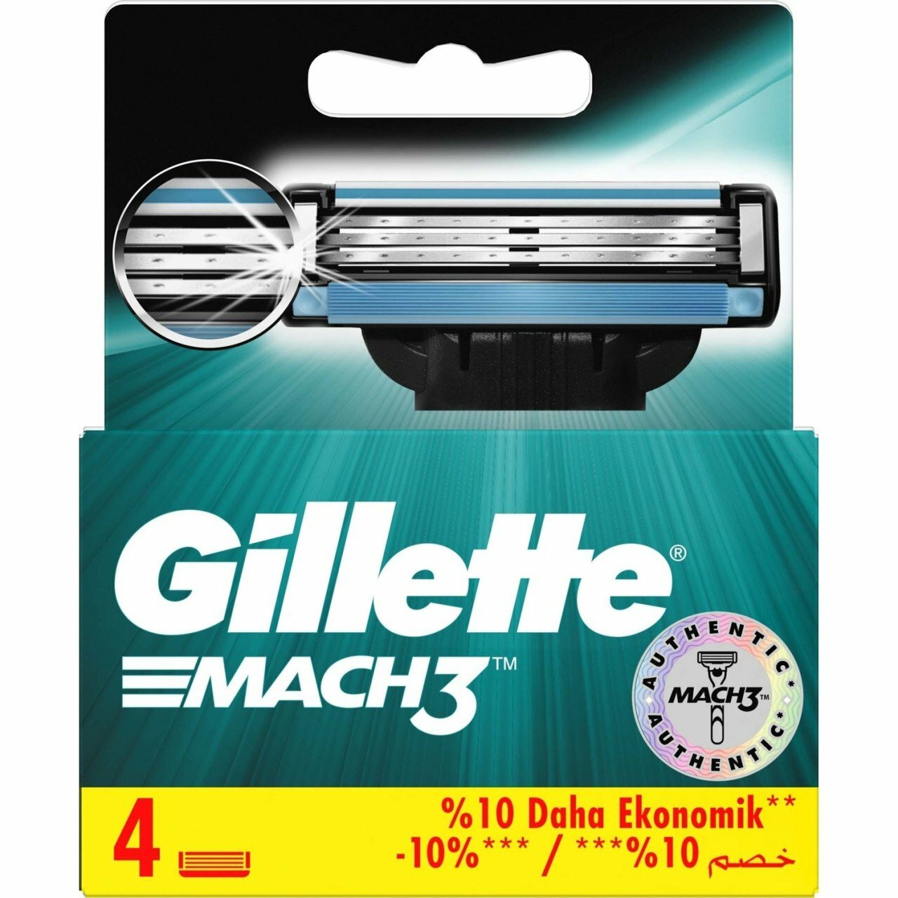 GILLETTE Mach 3 Сменные кассеты для бритья с 3 лезвиями, мужские, 4 шт