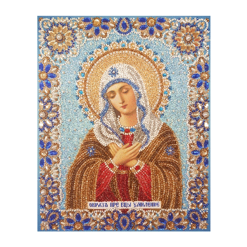Набор для вышивания бисером с использованием камней и жемчуга Икона Божией Матери Умиление К-215 19х24 1650₽