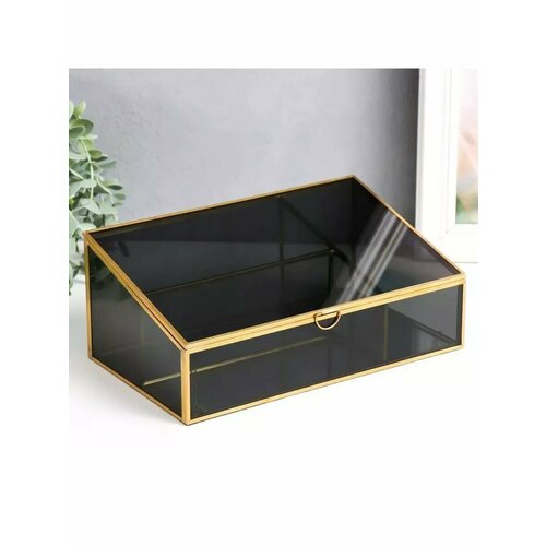 Шкатулка стекло с металлическим каркасом Затемнённая золо 2598₽