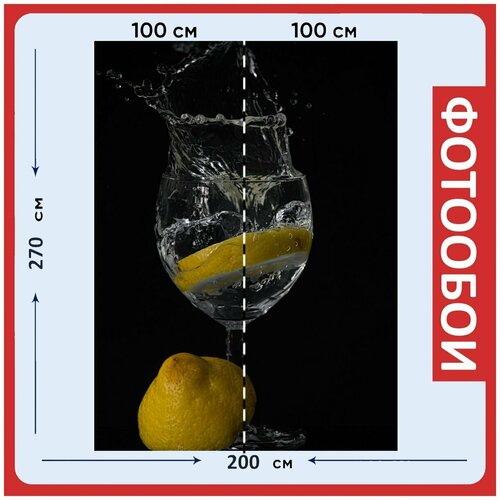 Фотообои Черный фон лимоны вода 200x270 см флизелиновыена стену 2930₽